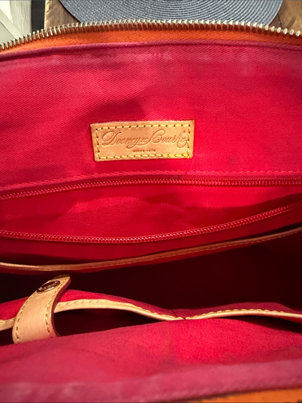Dooney & Bourke Orange and White Chevron Tote - Picture 6 of 7
